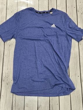 adidas Heather Royal Blue Short Sleeve Performance Tee Mens Medium